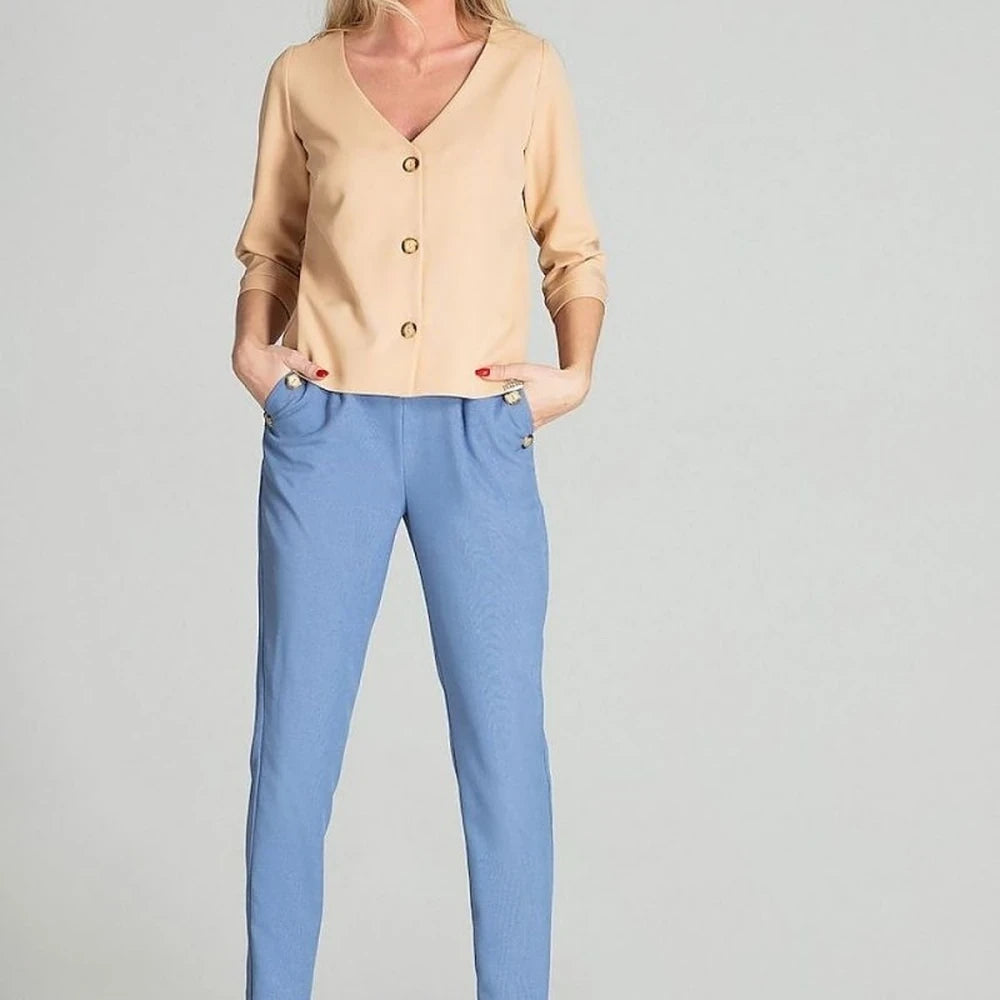 Women's 3/4 Sleeve Shirt with Cheese Neckline