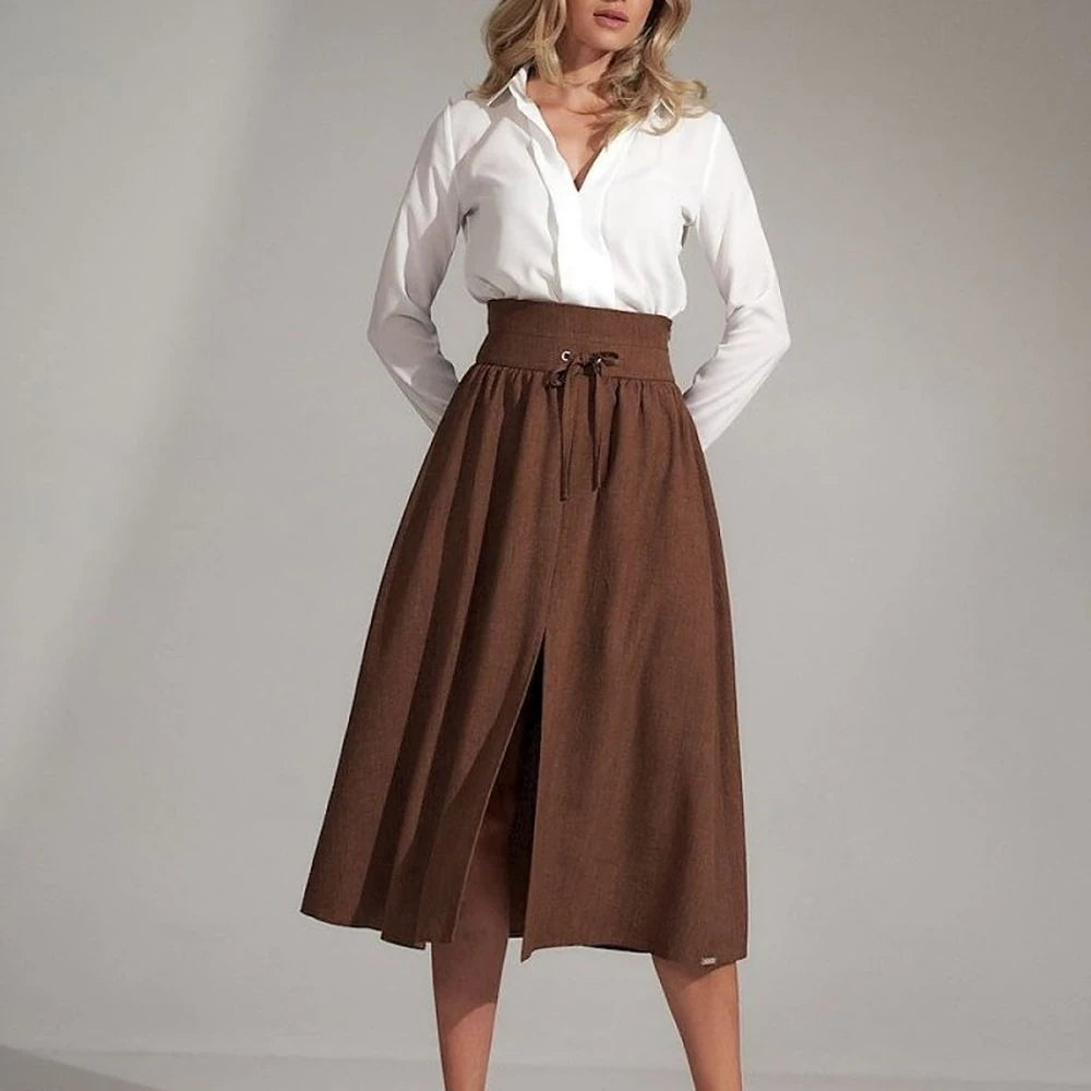 Flared Pleated Plaid Maxi Skirt