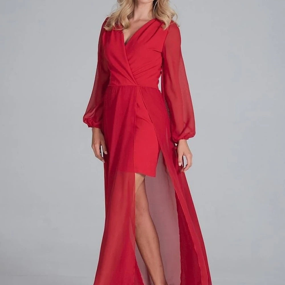 Maxi Chiffon Sleeve Evening Dress