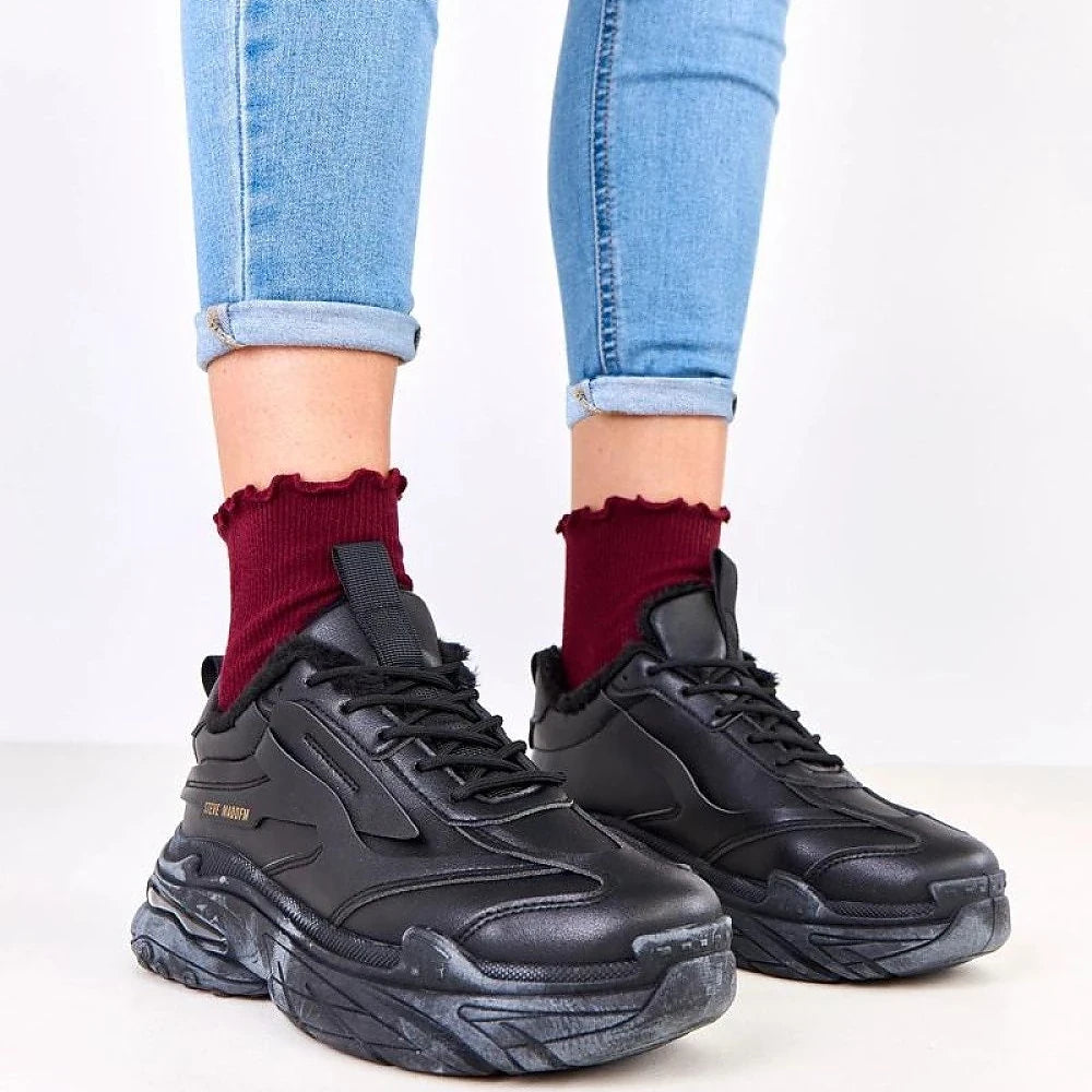Black Fur Lined Sport Shoes