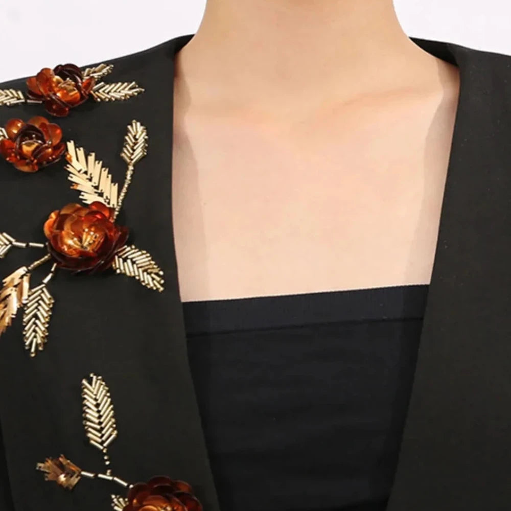Embroidered Long Sleeve Blazer