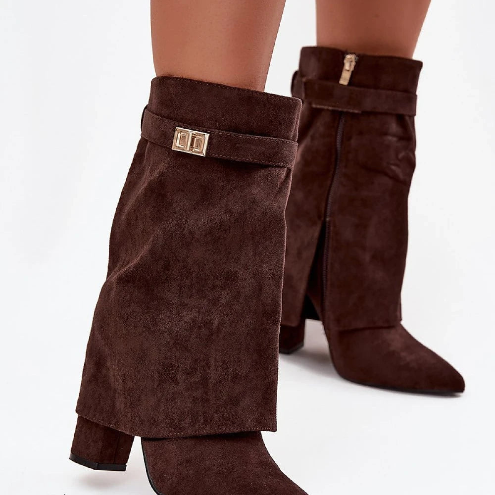 Brown Suede Pointed Toe Ankle Boots