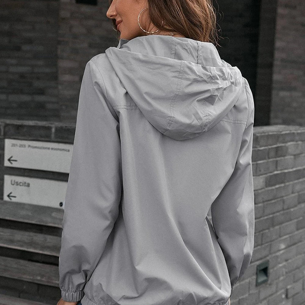 Hooded Sports Jacket with Button-Down