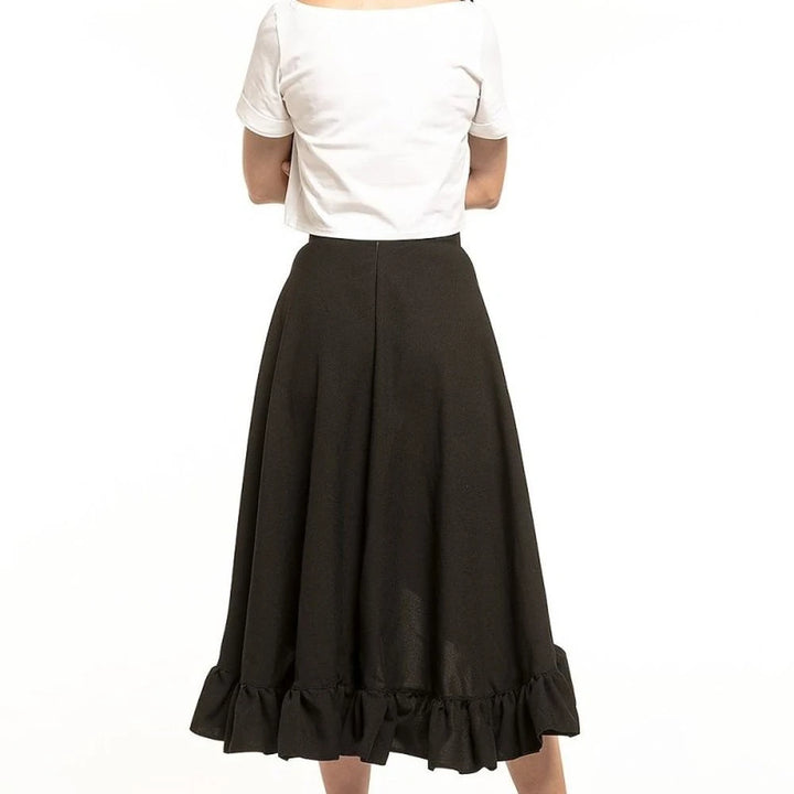 Asymmetrical Midi Skirt with Frill Detail