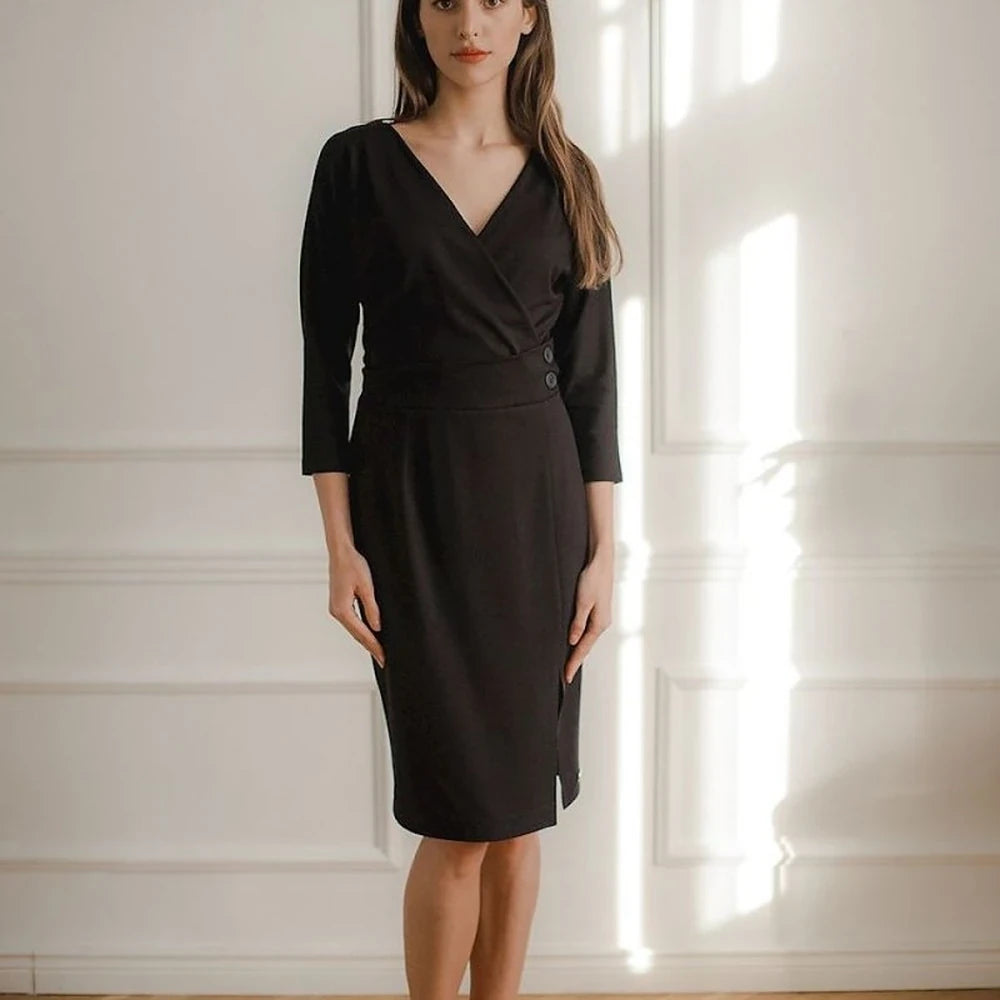 Fitted Midi Dress with Kimono Sleeves