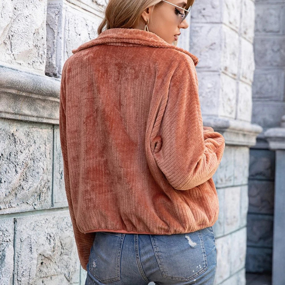 Collared Zip-Up Jacket with Pockets