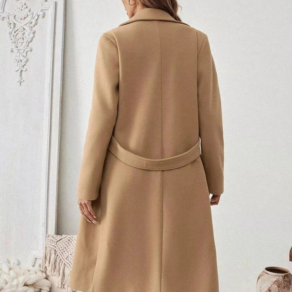 One Button Wool Blend Overcoat