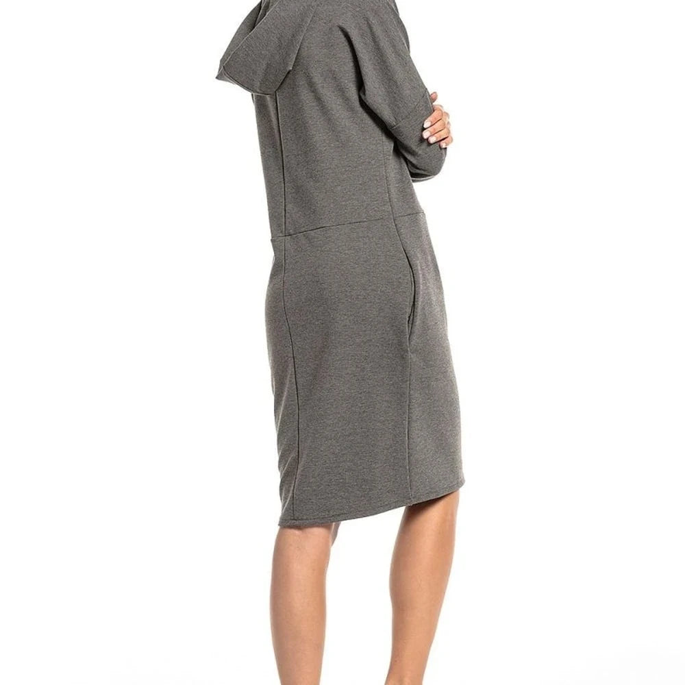 Knit Dress with Hood and Pockets