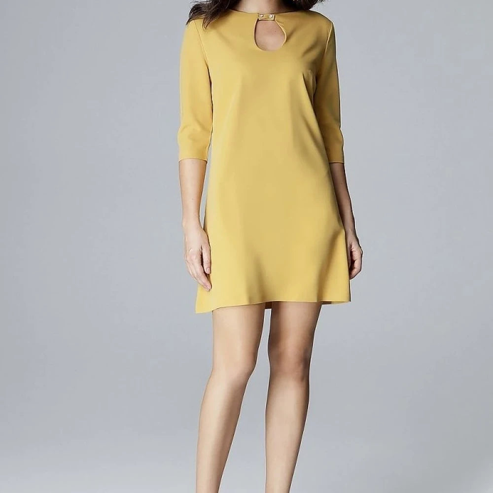 3/4 Sleeve Trapezoid Day Dress