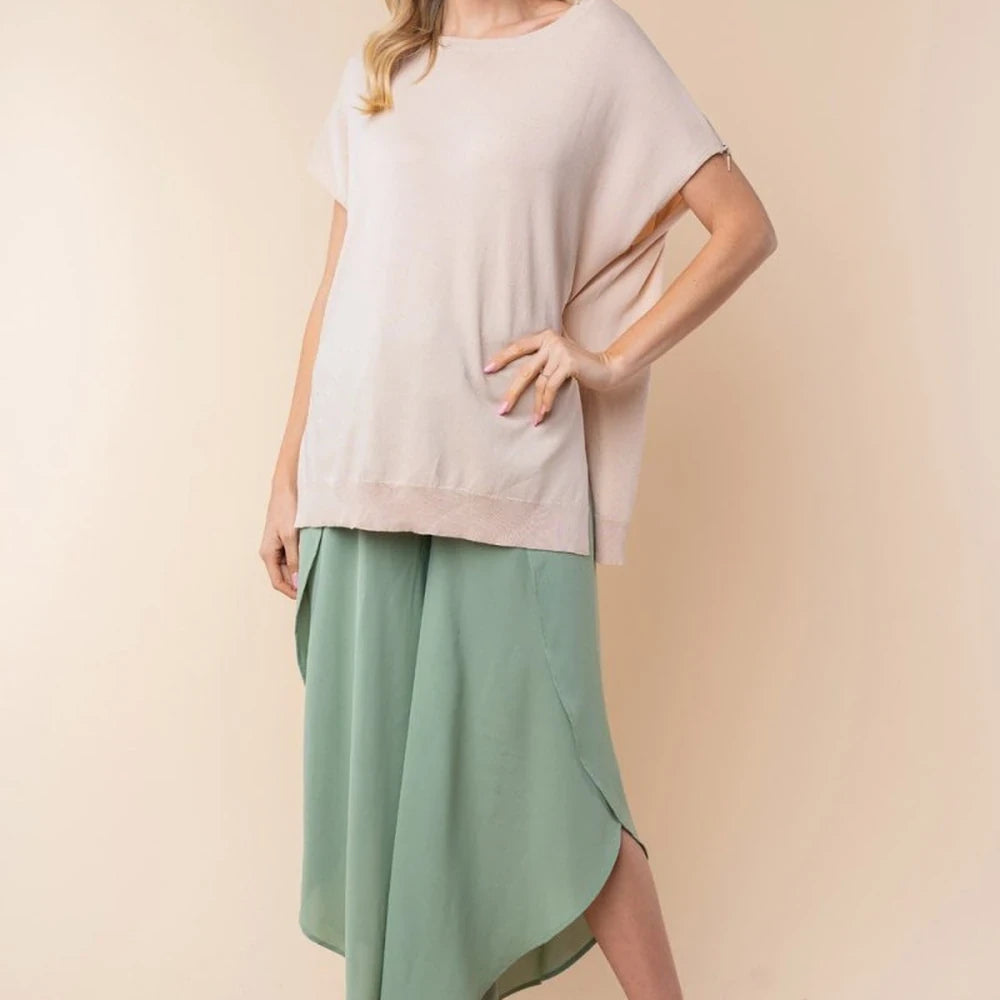 High Waisted Woven Pants with Tulip Hem