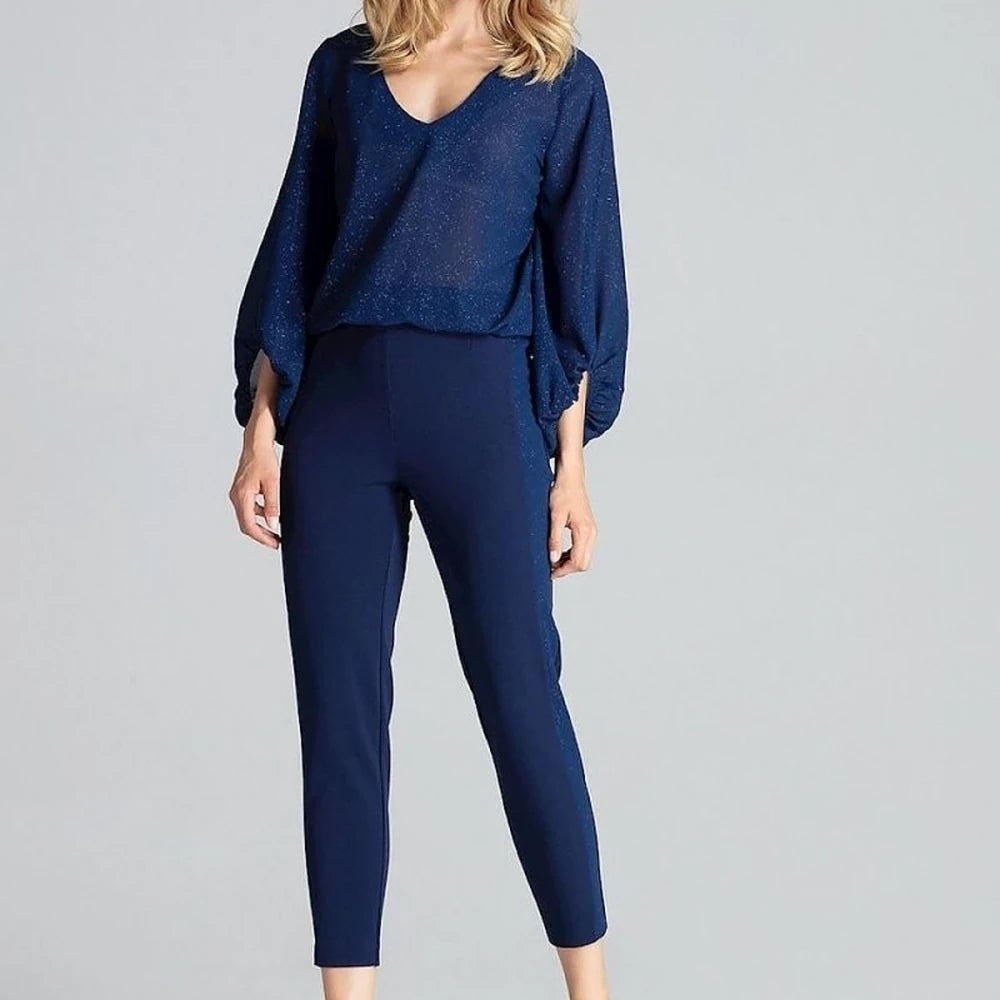 Women's Tapered Trousers with Brocade Stripes