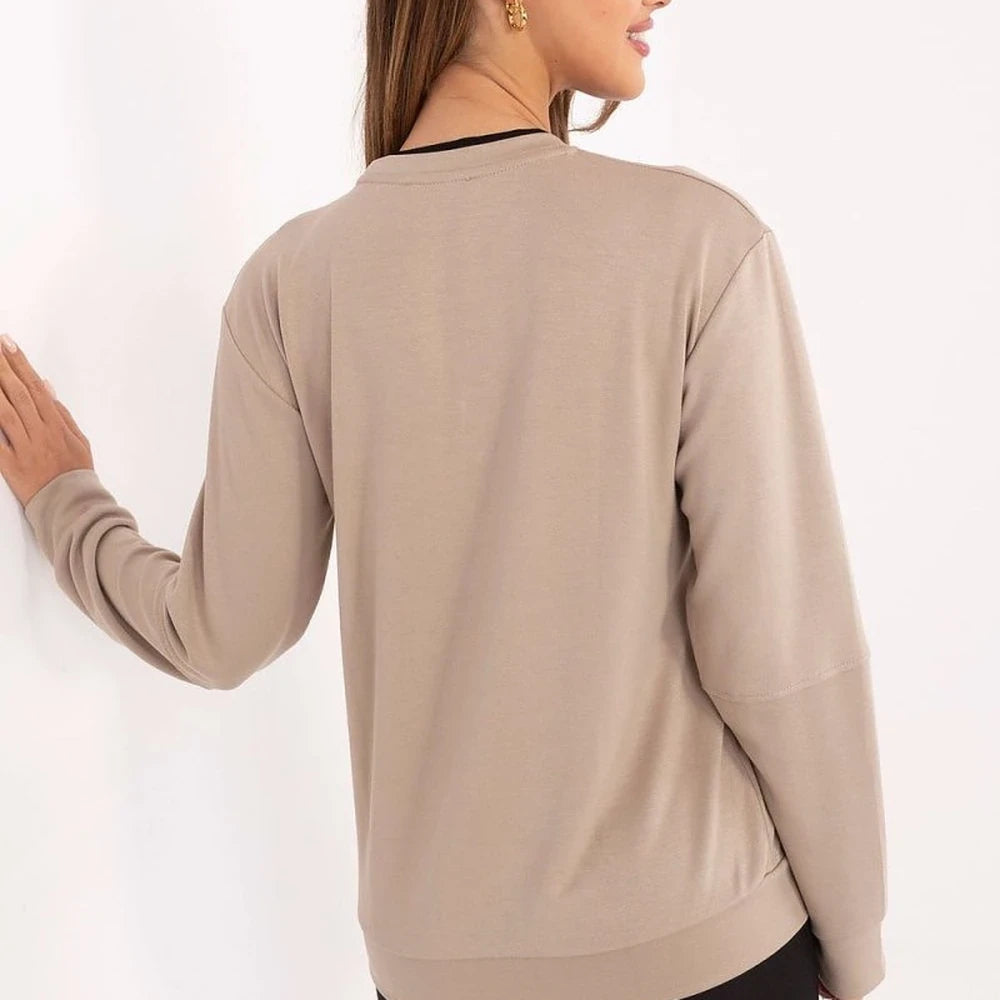 Viscose Blend Long Sleeve Round Neck Blouse