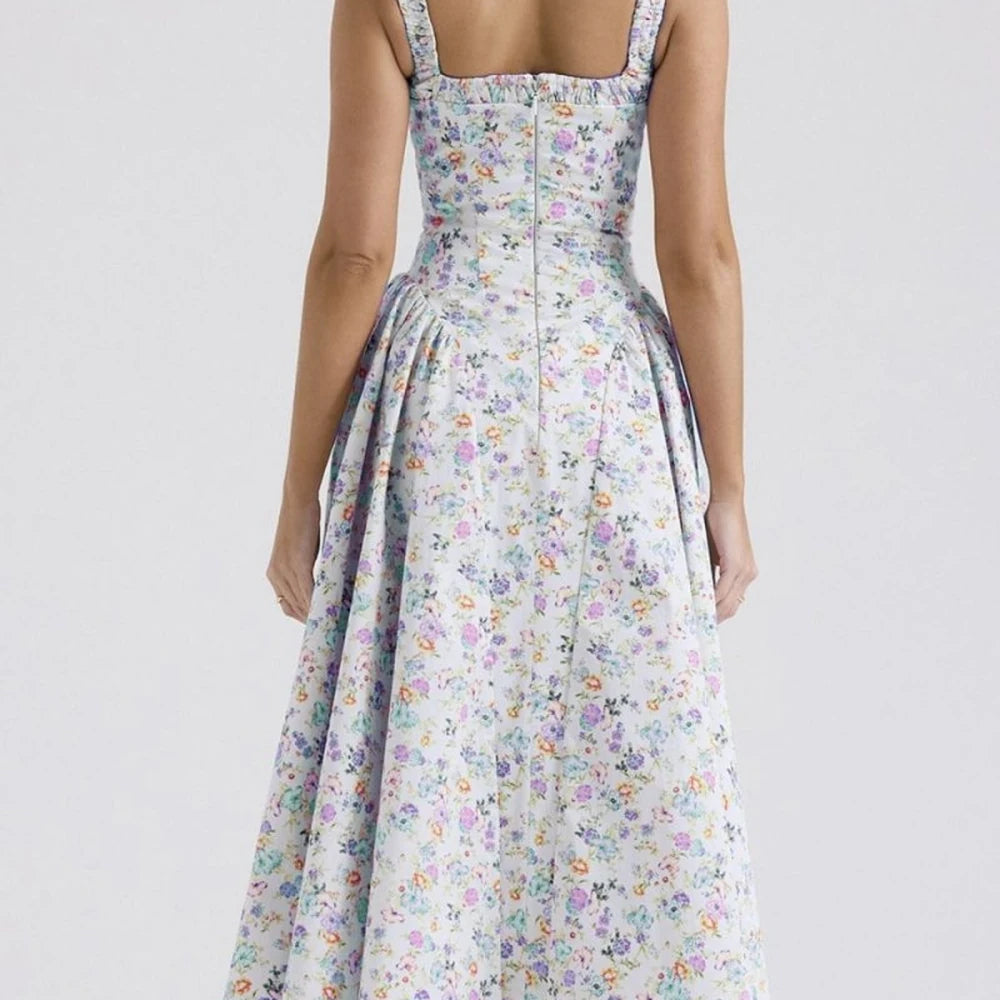 Floral Square Neck Midi Dress