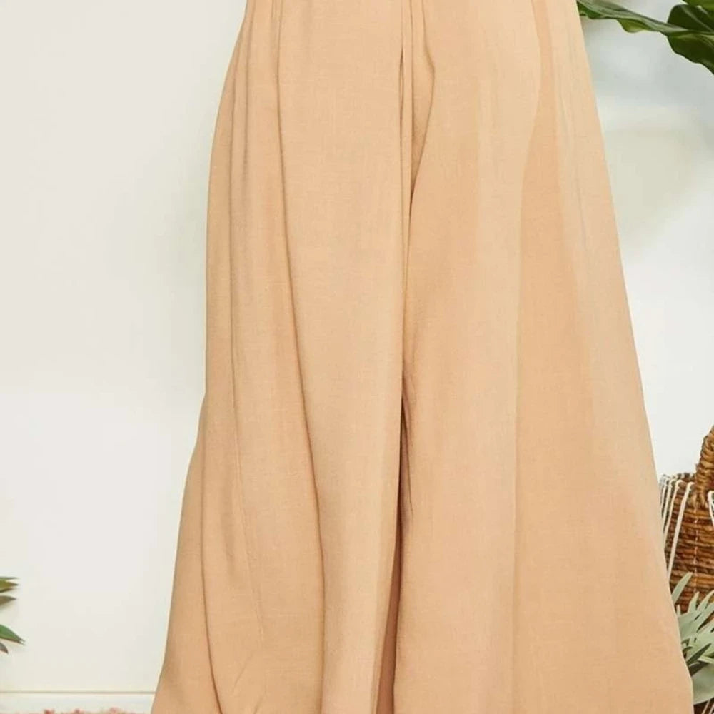 Wide Leg Pants with Wrap Pleating Detail