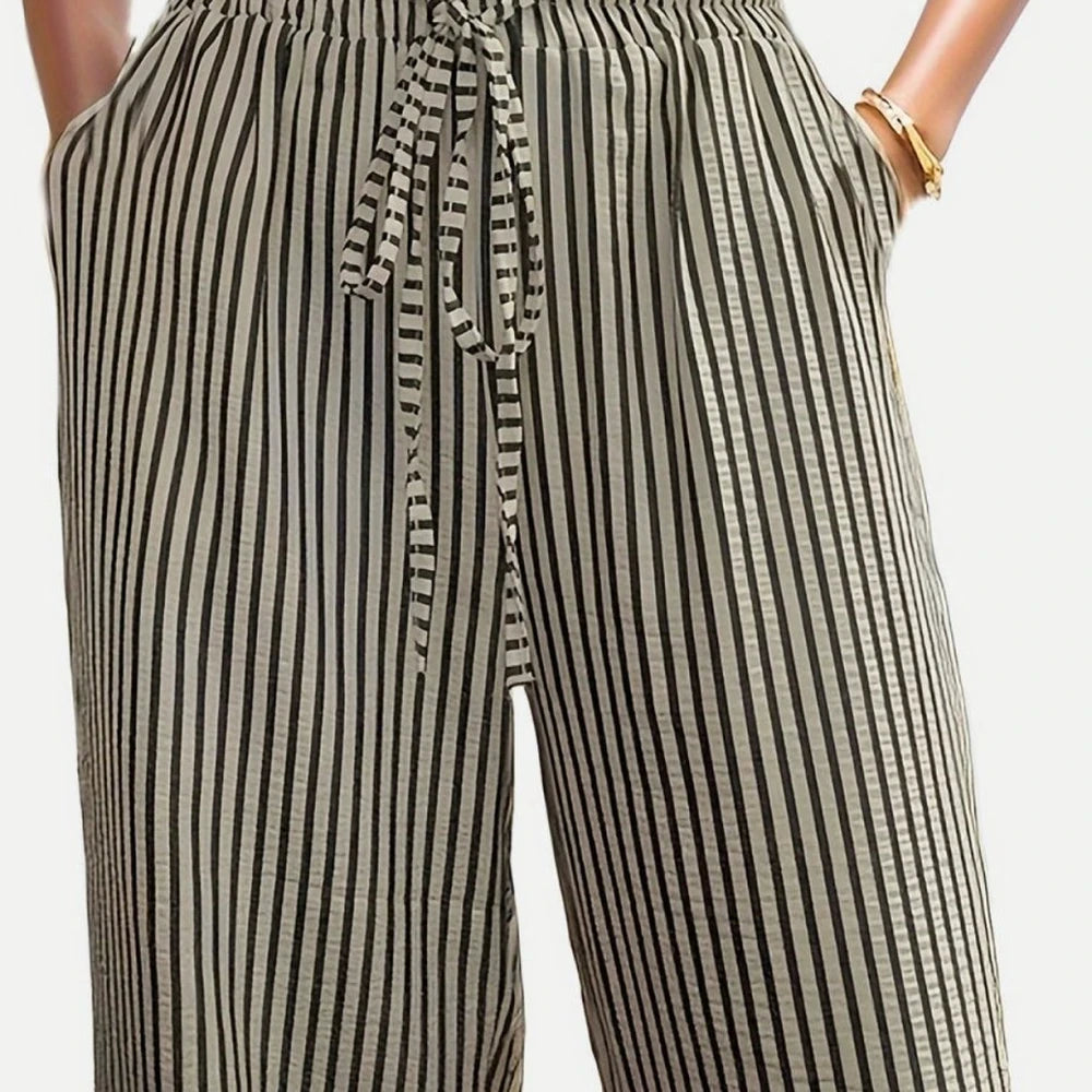 Striped Drawstring Waist Pants