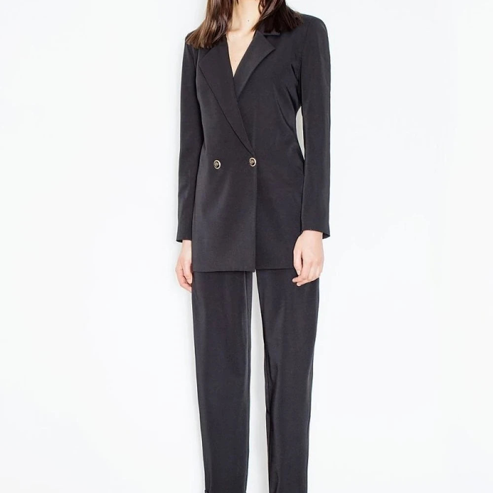 Grey Polyester Trousers with Turned-Up Legs