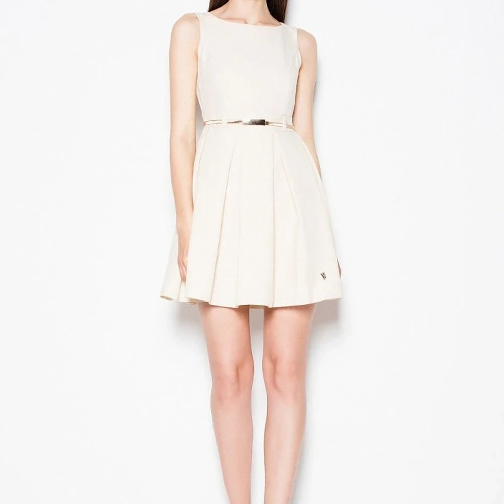 Blue Cocktail Dress with Pleats and Belt