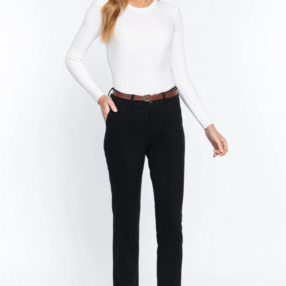Cotton Spandex Twill Straight Leg Pants