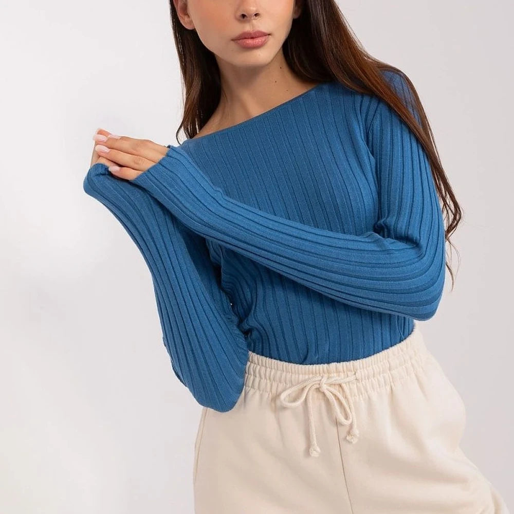 Ribbed Knit Round Neck Sweater