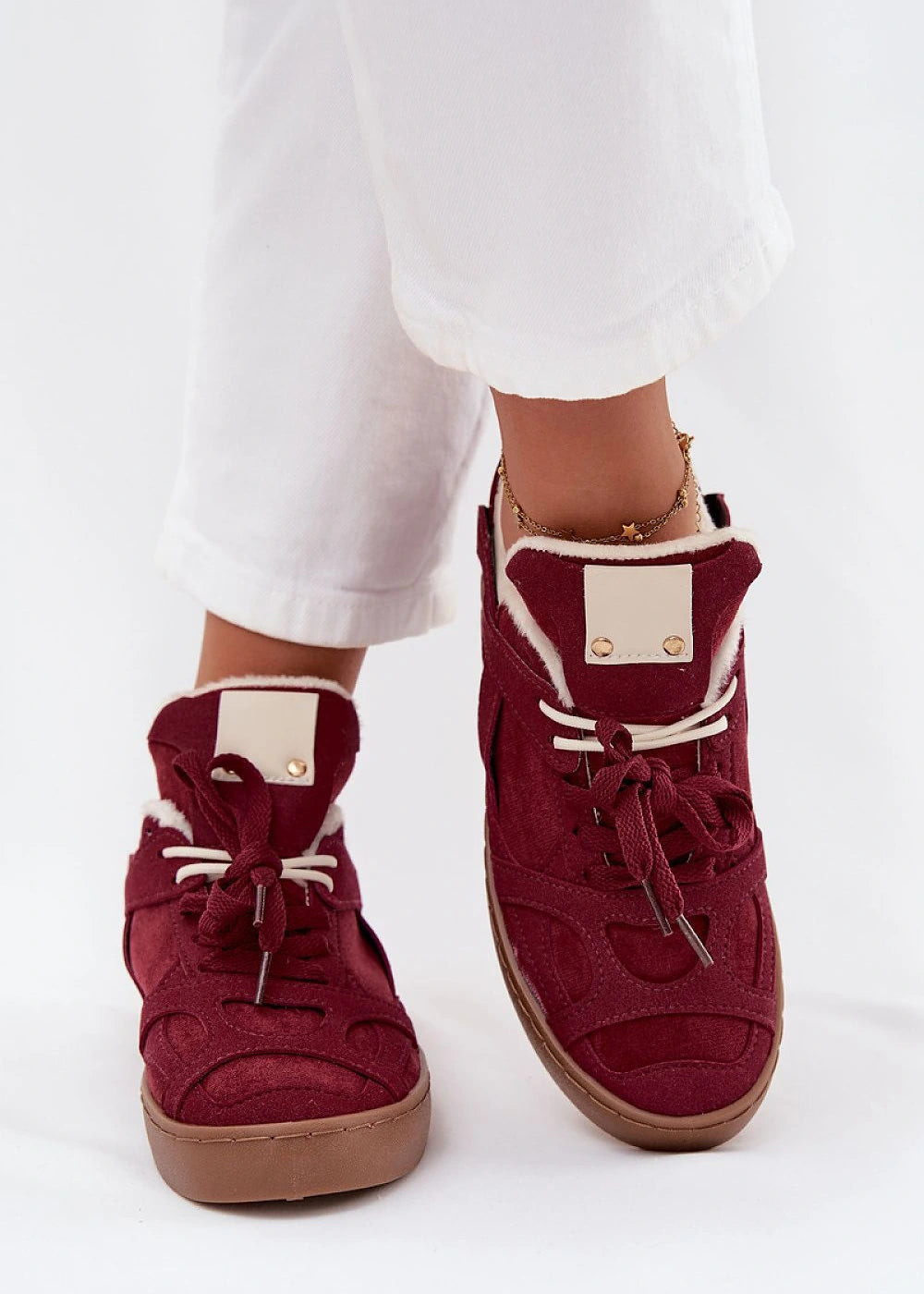 Eco suede fur lined sports shoes