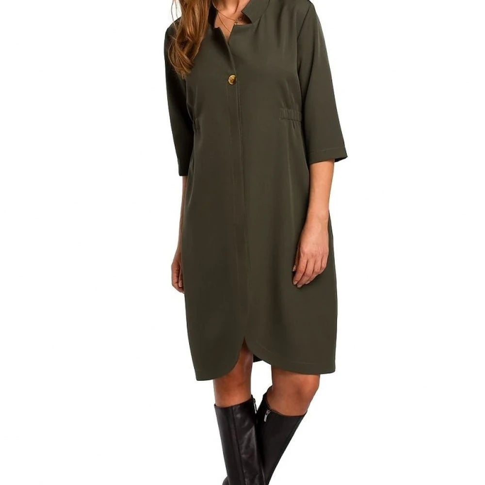 Elegant Navy Midi Shirt Dress