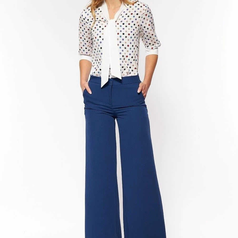 Polka Dot Short Sleeve Office Blouse