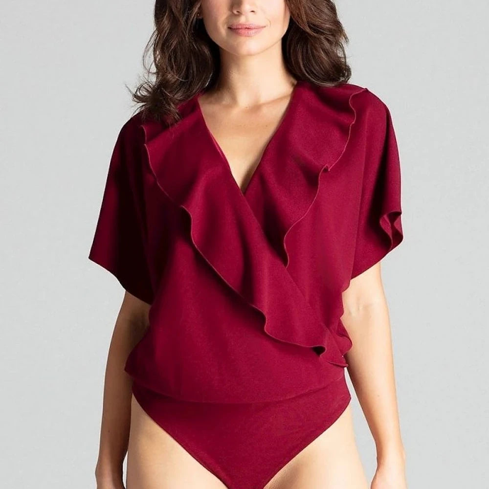 Women's Bodysuit Blouse with Ruffle