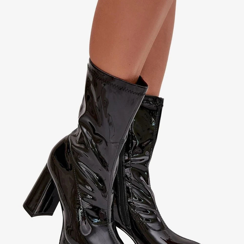 Women's Black Ankle Boots with Block Heel