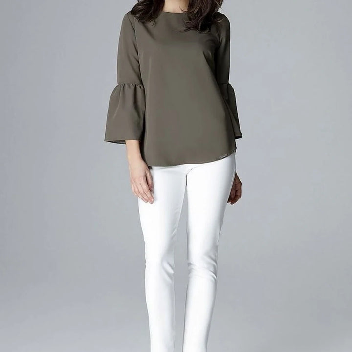 Frill Sleeve 3/4 Sleeve Women's Blouse