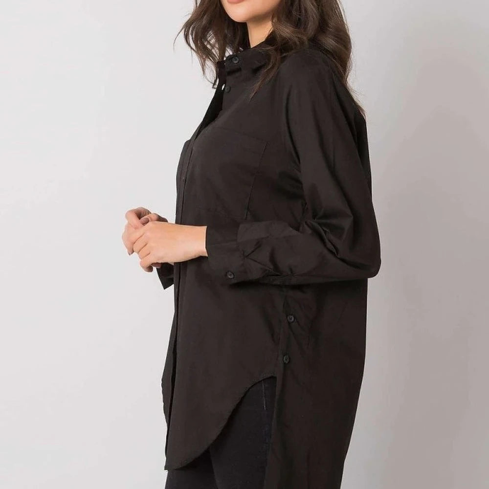 Women's White Cotton Button-Up Long Sleeve Shirt