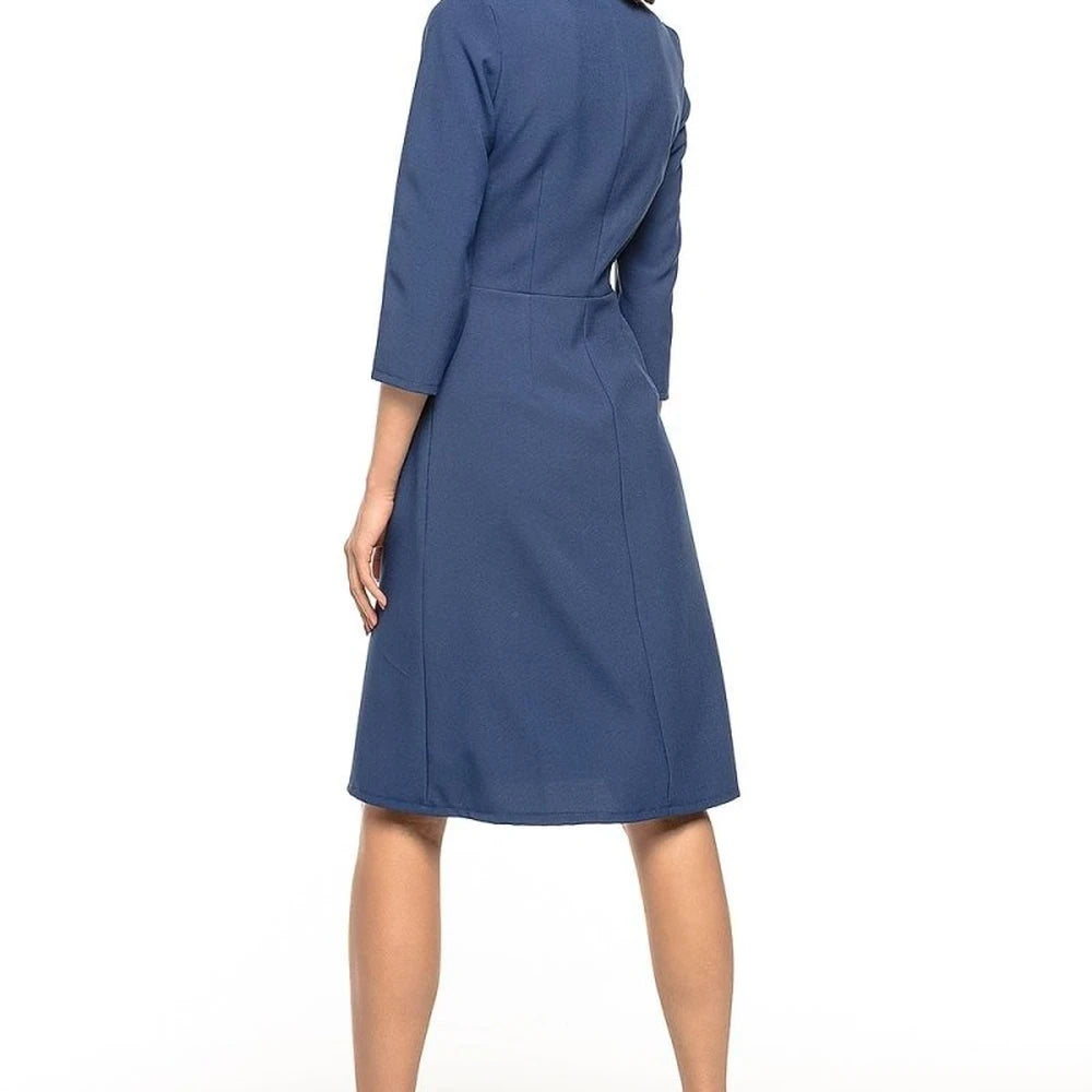Elegant Grey 3/4 Sleeve Trapezoid Dress