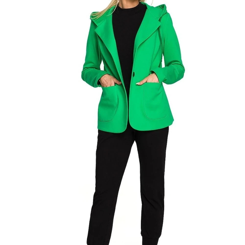 Knitted Jacket with Hood and Pockets