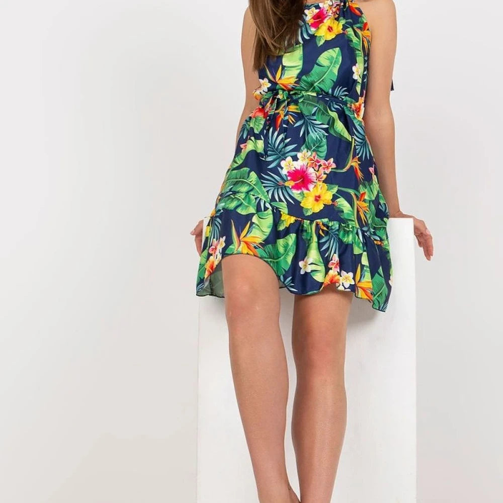 Summer Print Dress with Tied Straps