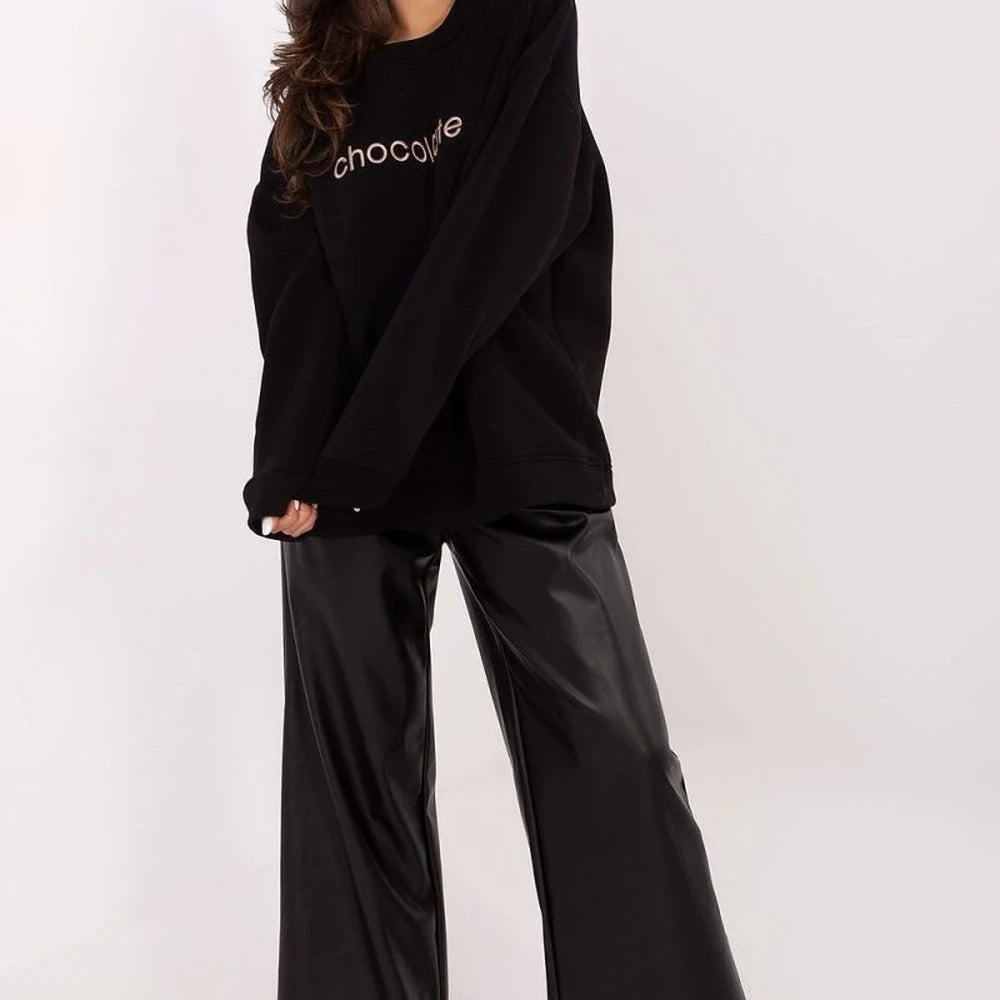Brown Cotton Spandex Sweatshirt with Embroidery