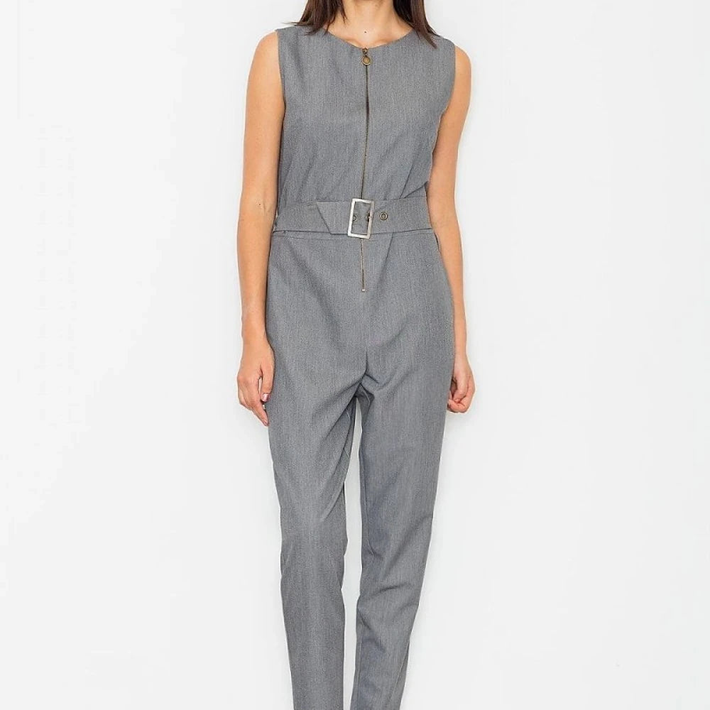 Sleeveless Overalls with Buckle Belt