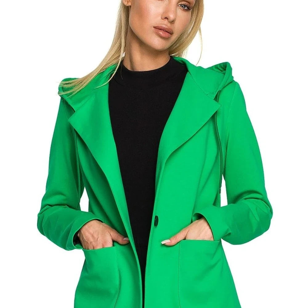 Knitted Jacket with Hood and Pockets