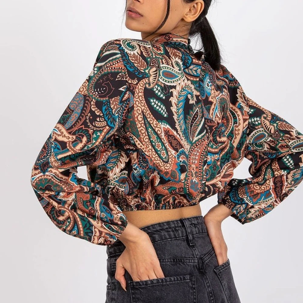 Short Stand-Up Collar Blouse