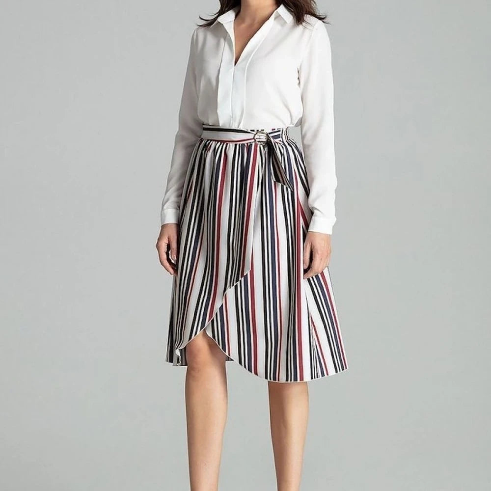 Floral Pleated Midi Skirt with Belt