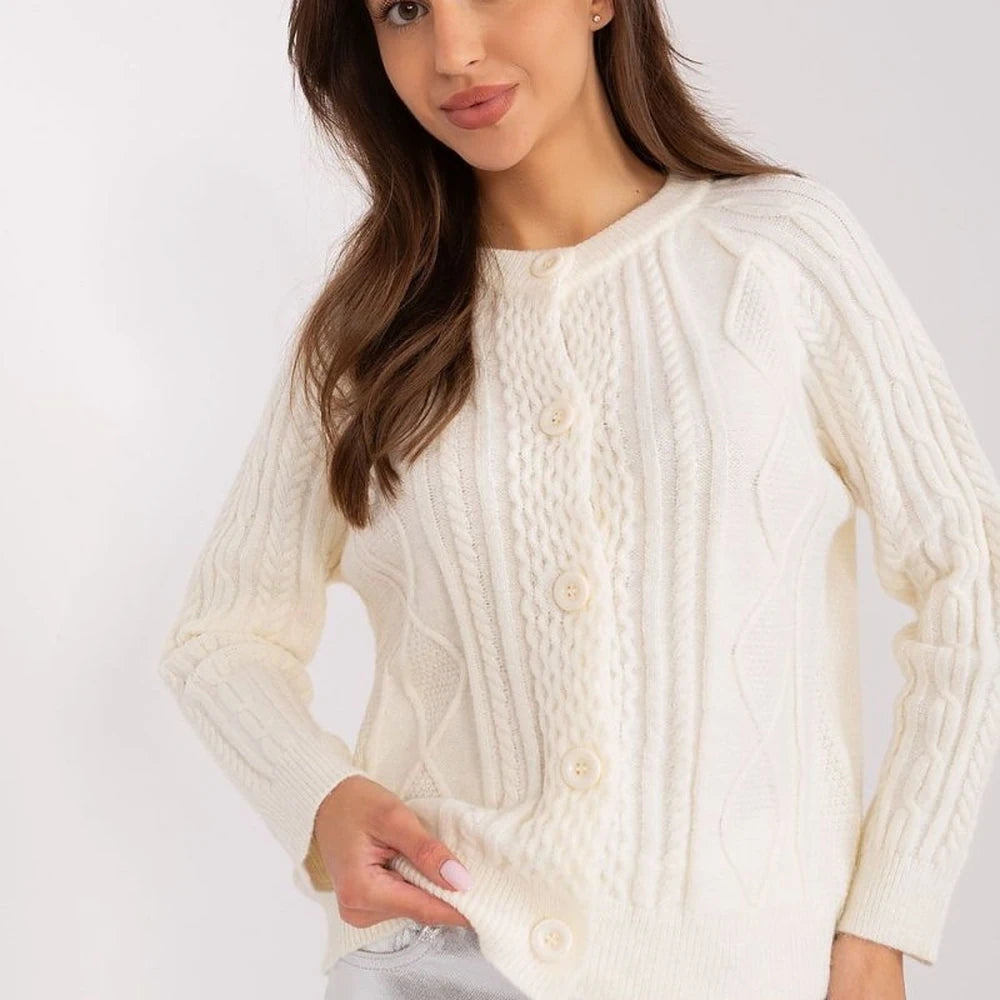 Variegated Texture Round Neck Cardigan