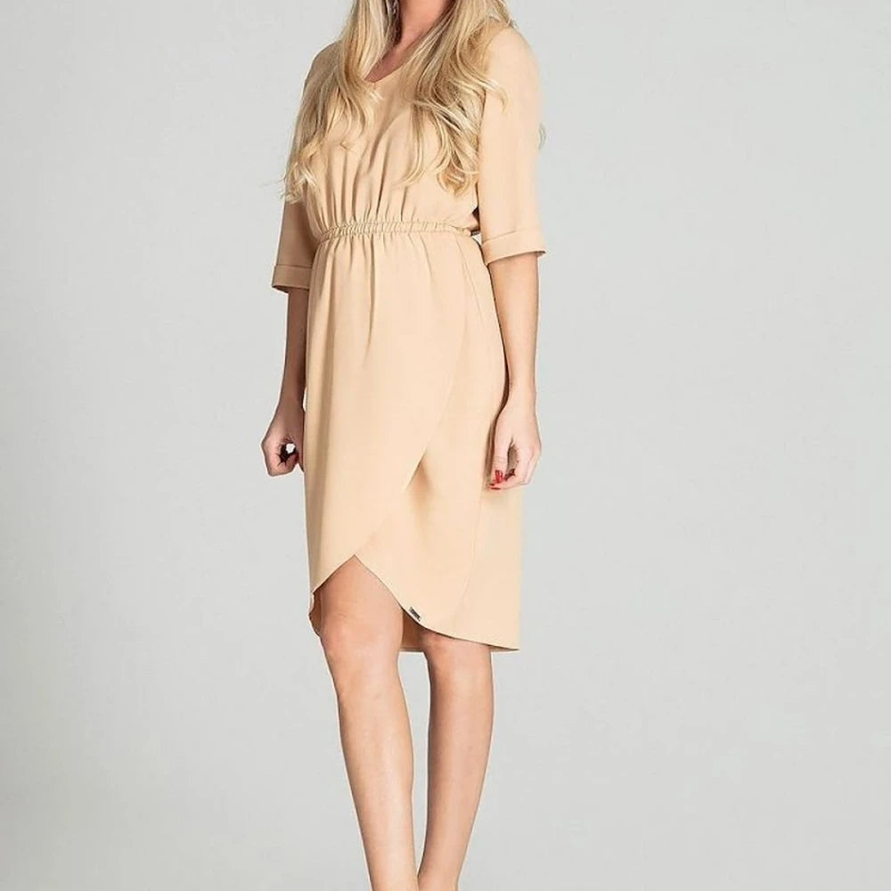 Checkered Midi Dress with 3/4 Sleeves