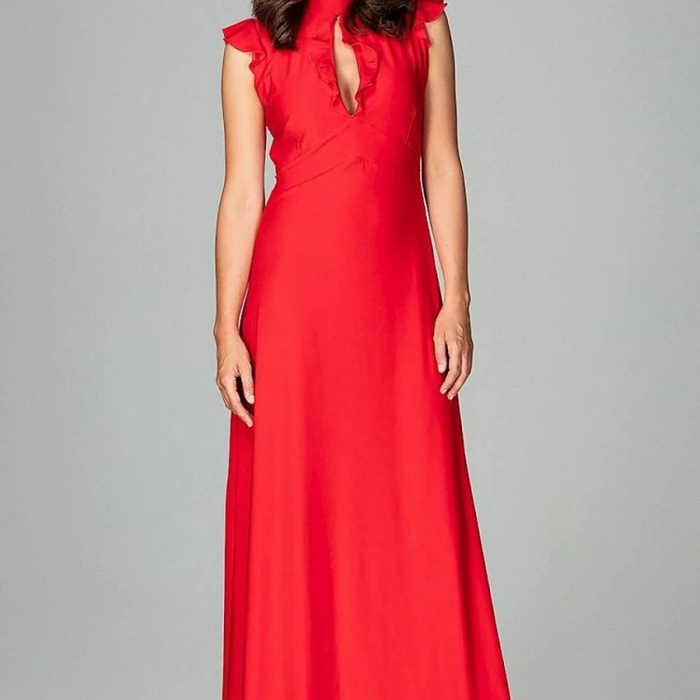Maxi Cocktail Dress with Frills