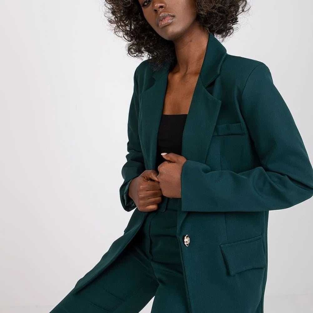 Long Sleeve Button Jacket with Shoulder Pads