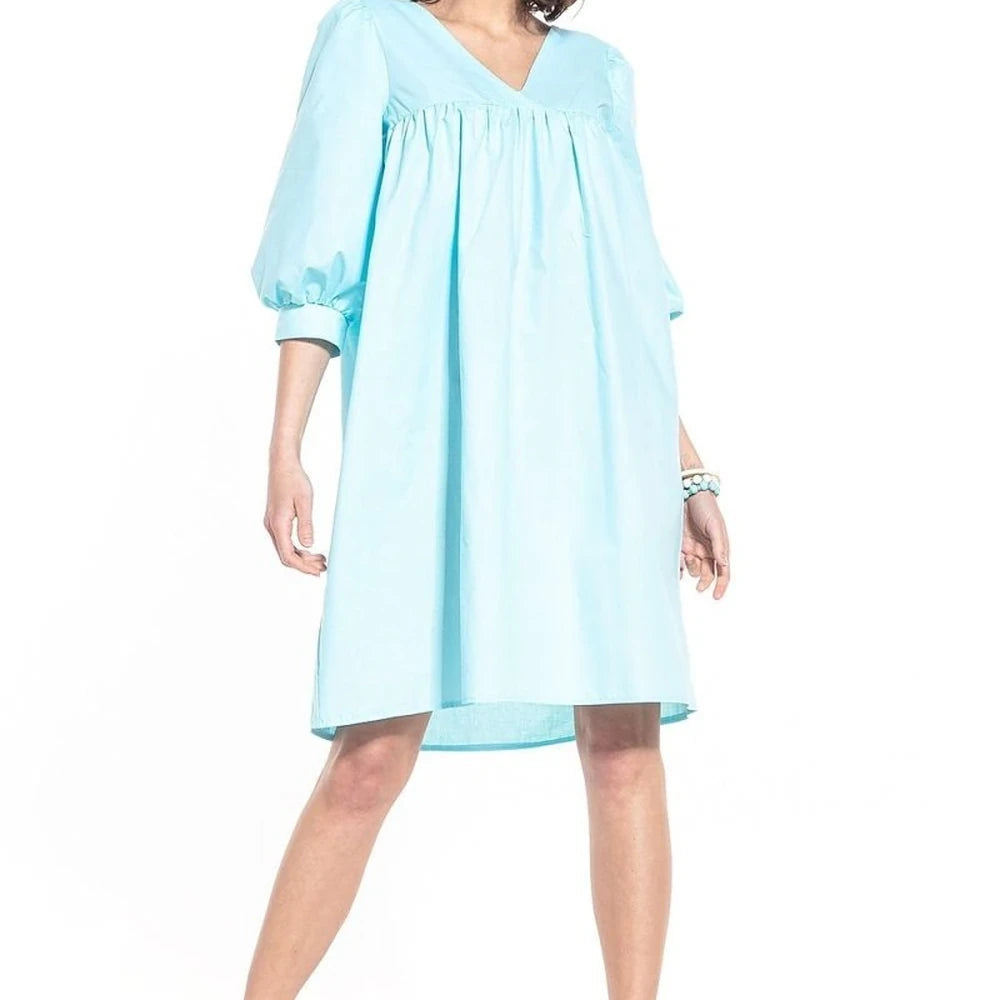 Cotton Midi Dress with Buffet Sleeves