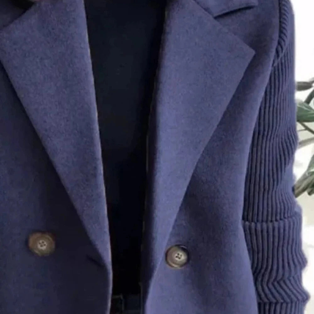 Lined Double-Breasted Knit Sleeve Outerwear