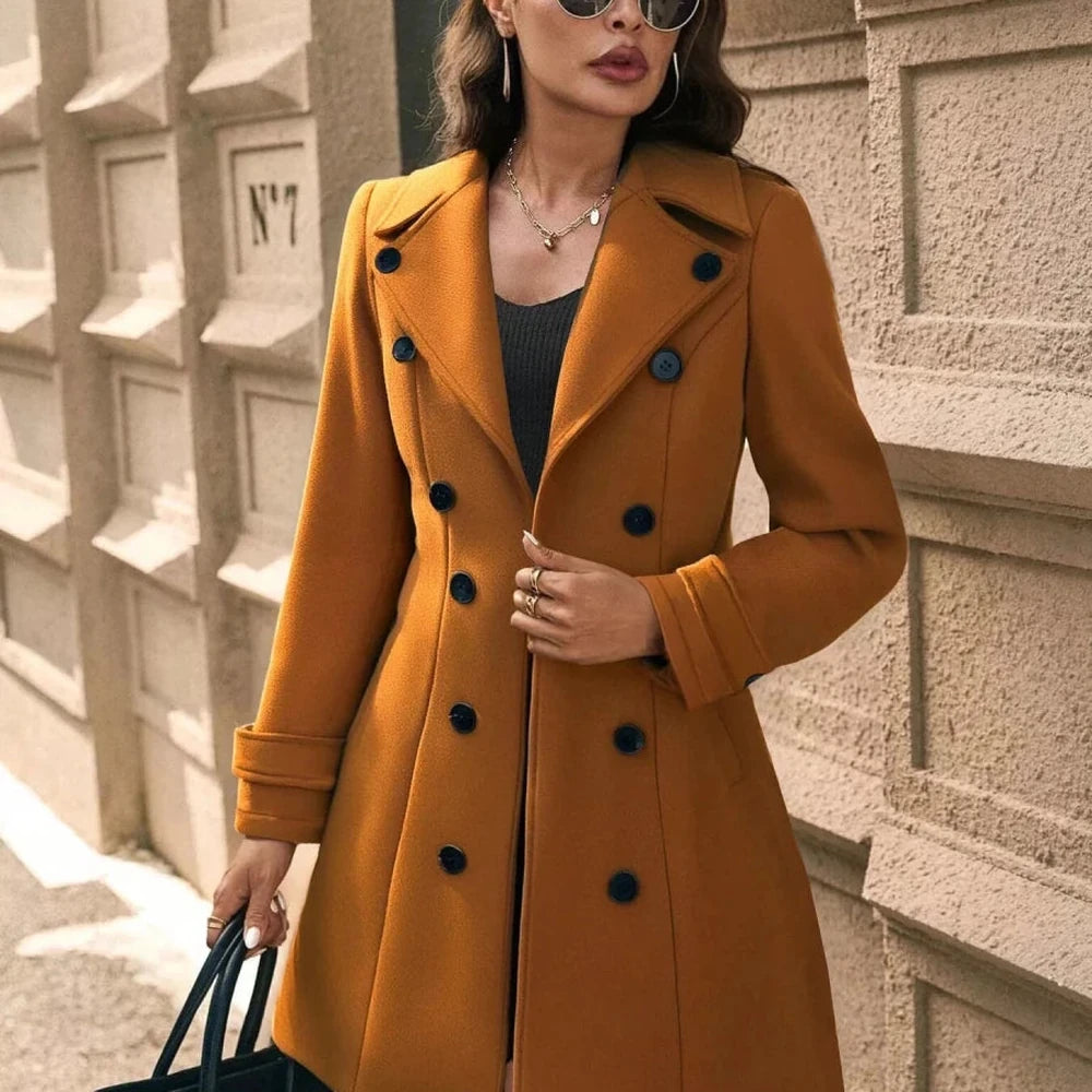 Double-Breasted Wool Blend Overcoat