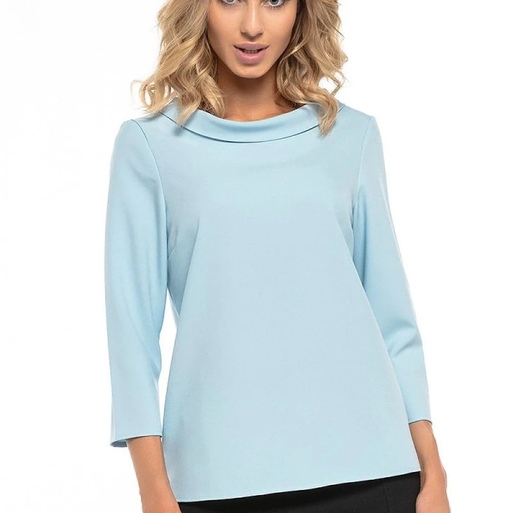 Elegant Collar Blouse with Half-Golf Neckline