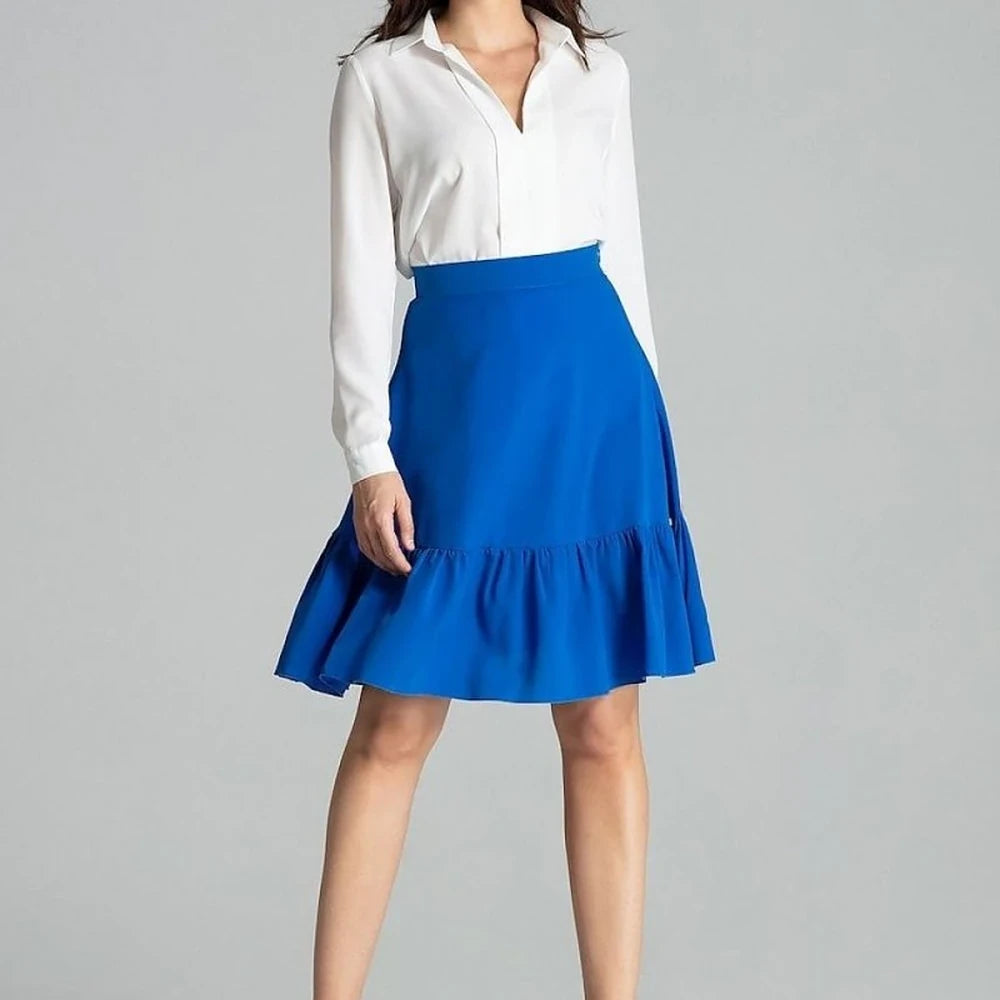Striped Flared Mini Skirt with Frill