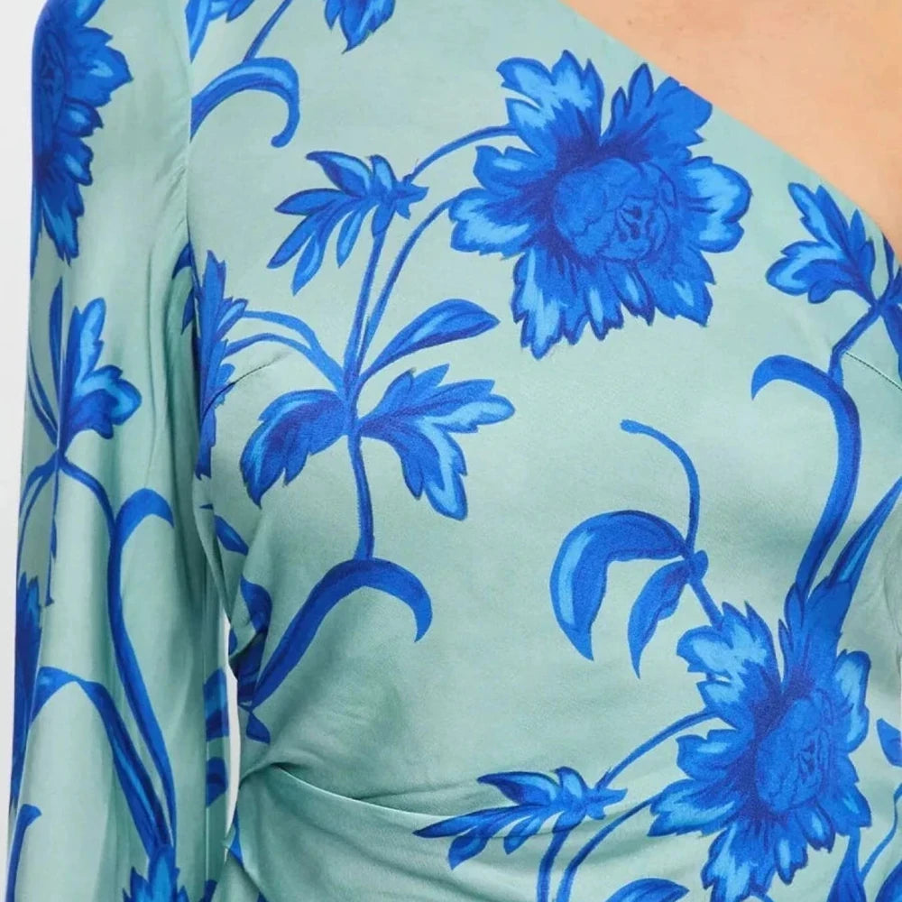 Floral Print One-Shoulder Maxi Dress