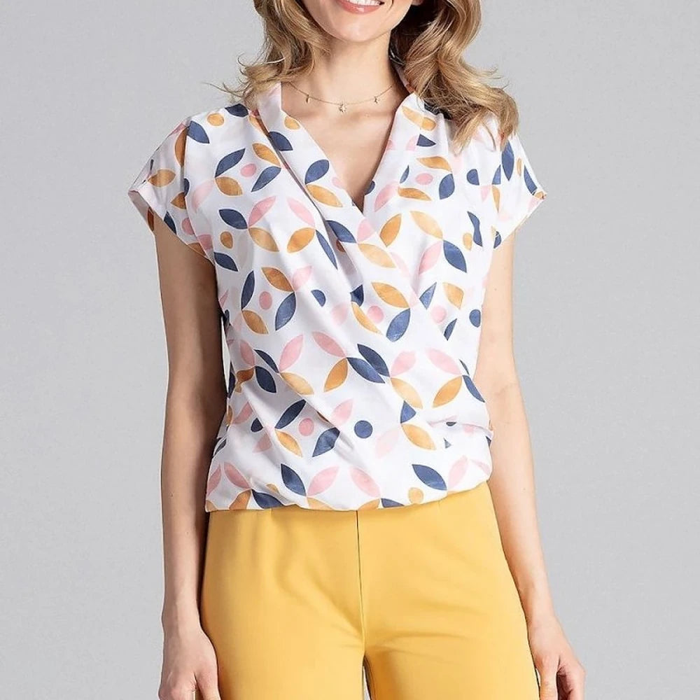 Polyester Blouse with Envelope Neckline