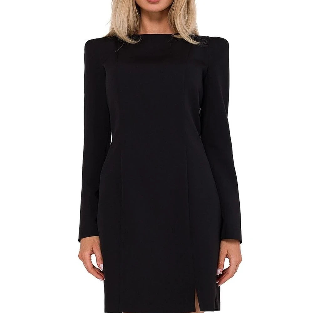 Blue Long Sleeve Day Dress with Zipper